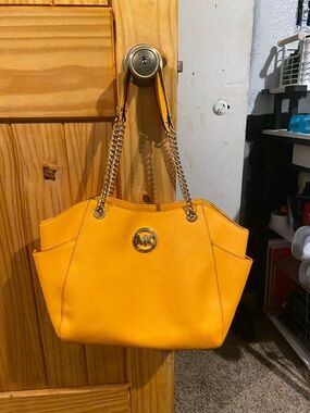 Michael Kors Bright Yellow Saffiano Chain-Handle Tote